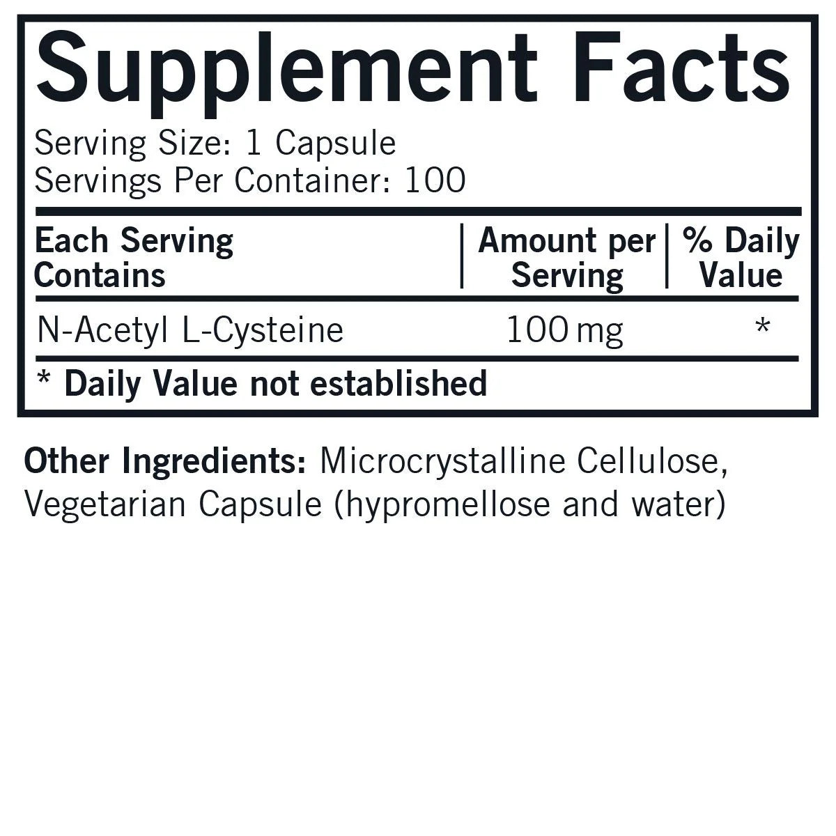 N-Acetyl Cysteine 100mg 100cap - Kirkman