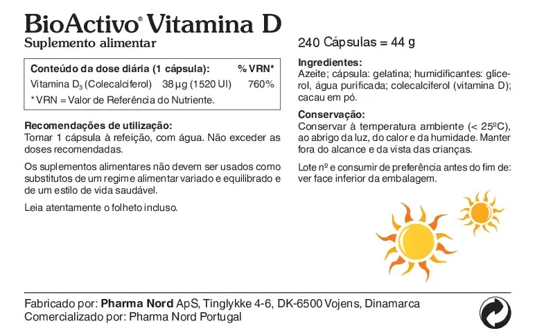 BioActivo Vitamina D 38ug 80sft - Pharma Nord