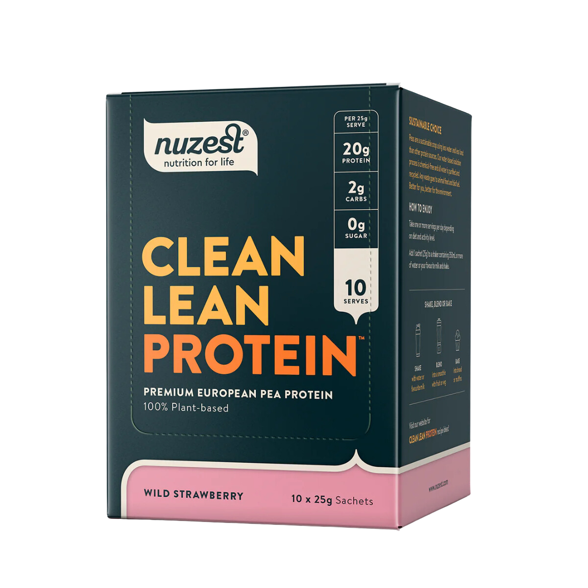 Clean Lean Protein  Box 10saq Morango Selvagem - Nuzest