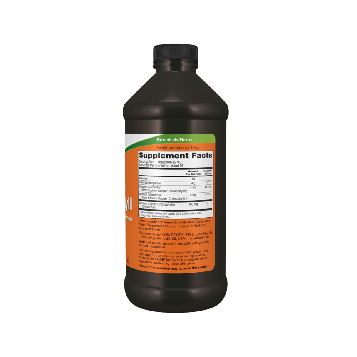 Chlorophyll Liquid Mint 473ml – Now Foods