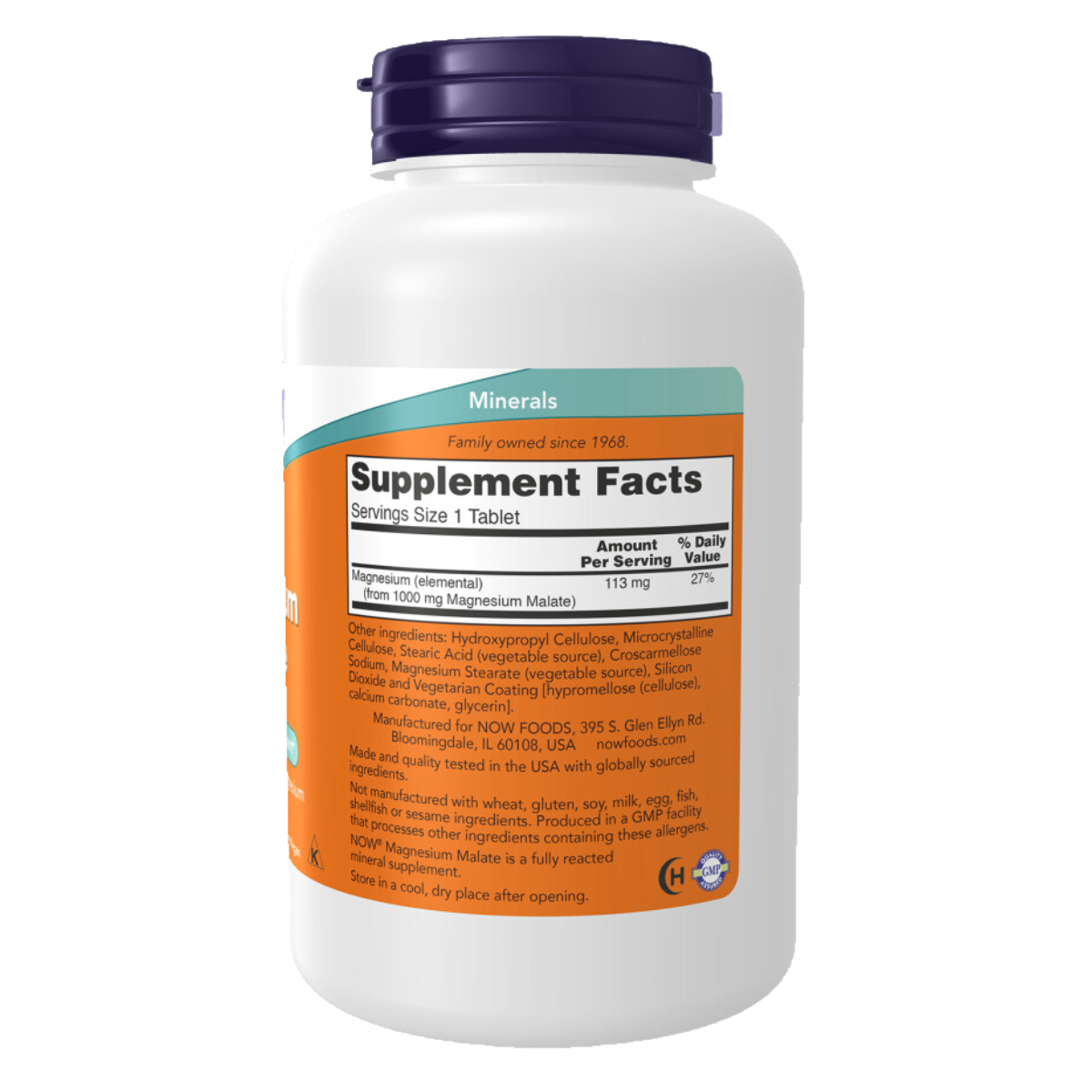 Magnesium Malate 1000mg 180tabs - Agora Alimentos