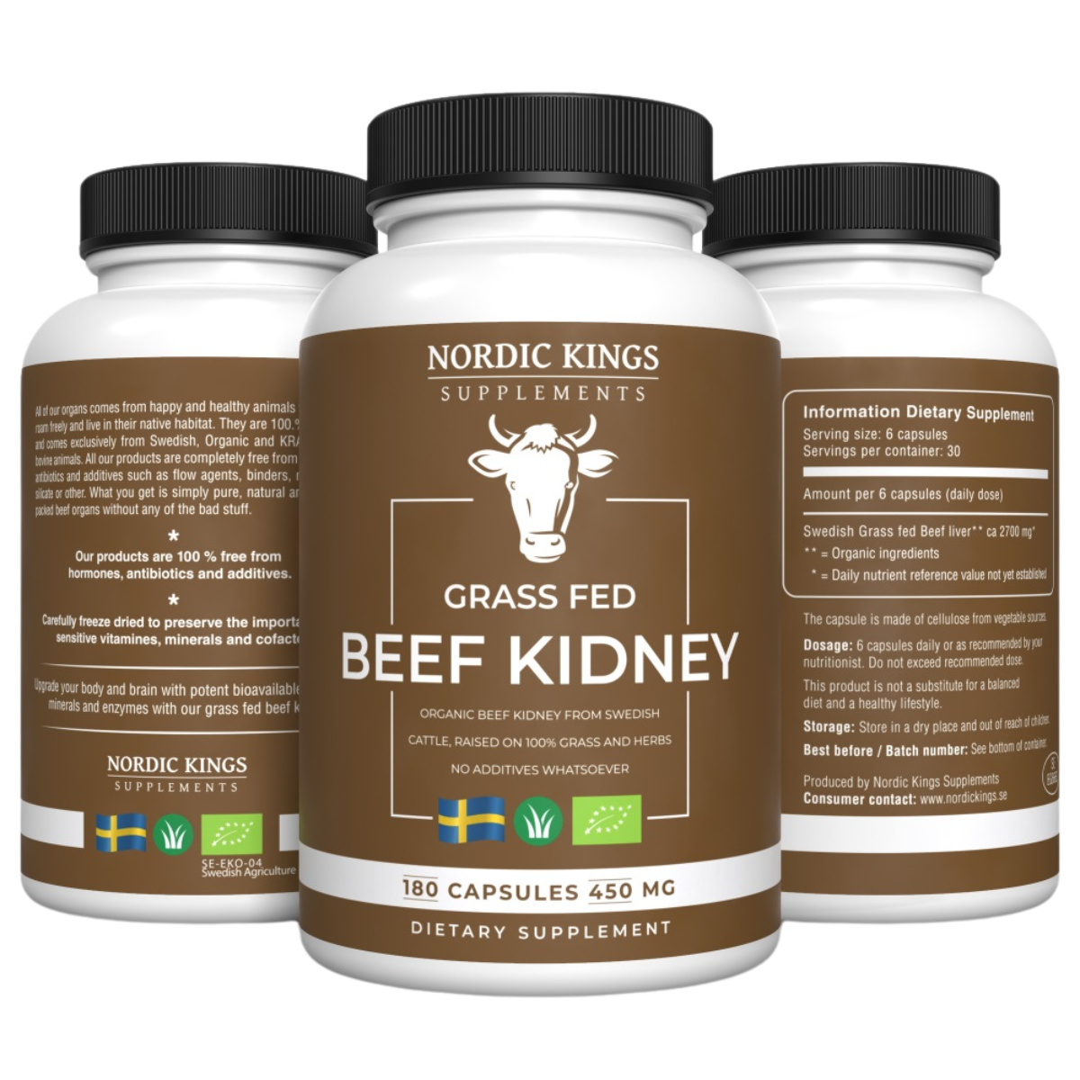 Beef Kidney BIO Grass Fed 180cap - Nordic Kings