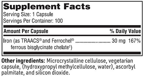 Iron Chelate 100vcap - Klaire Labs