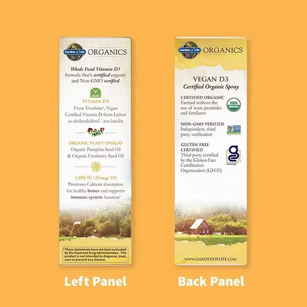 Organics Vegan D3 Organic Spray 1000IU 58ml - Garden of Life