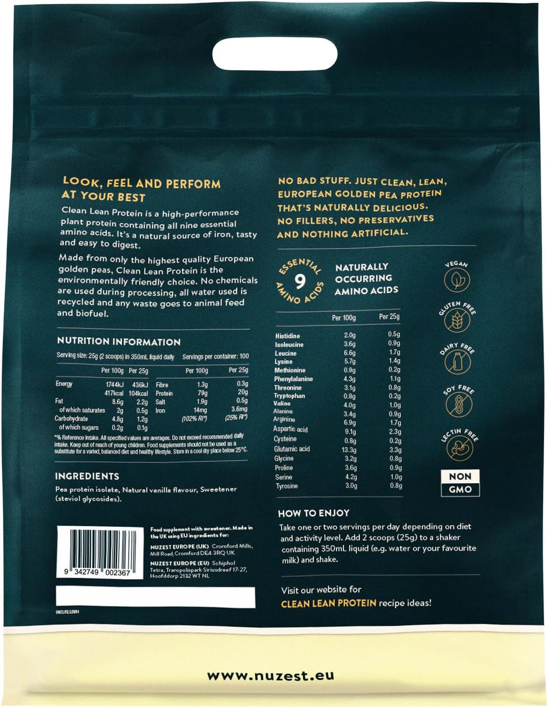 Clean Lean Protein 2.5kg Vanilla - Nuzest