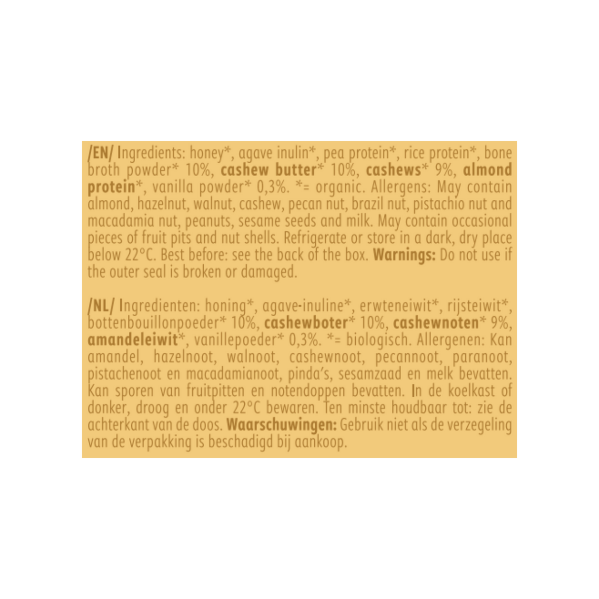 Organic Vanilla Cashew Collagen Protein Bar – Noordcode