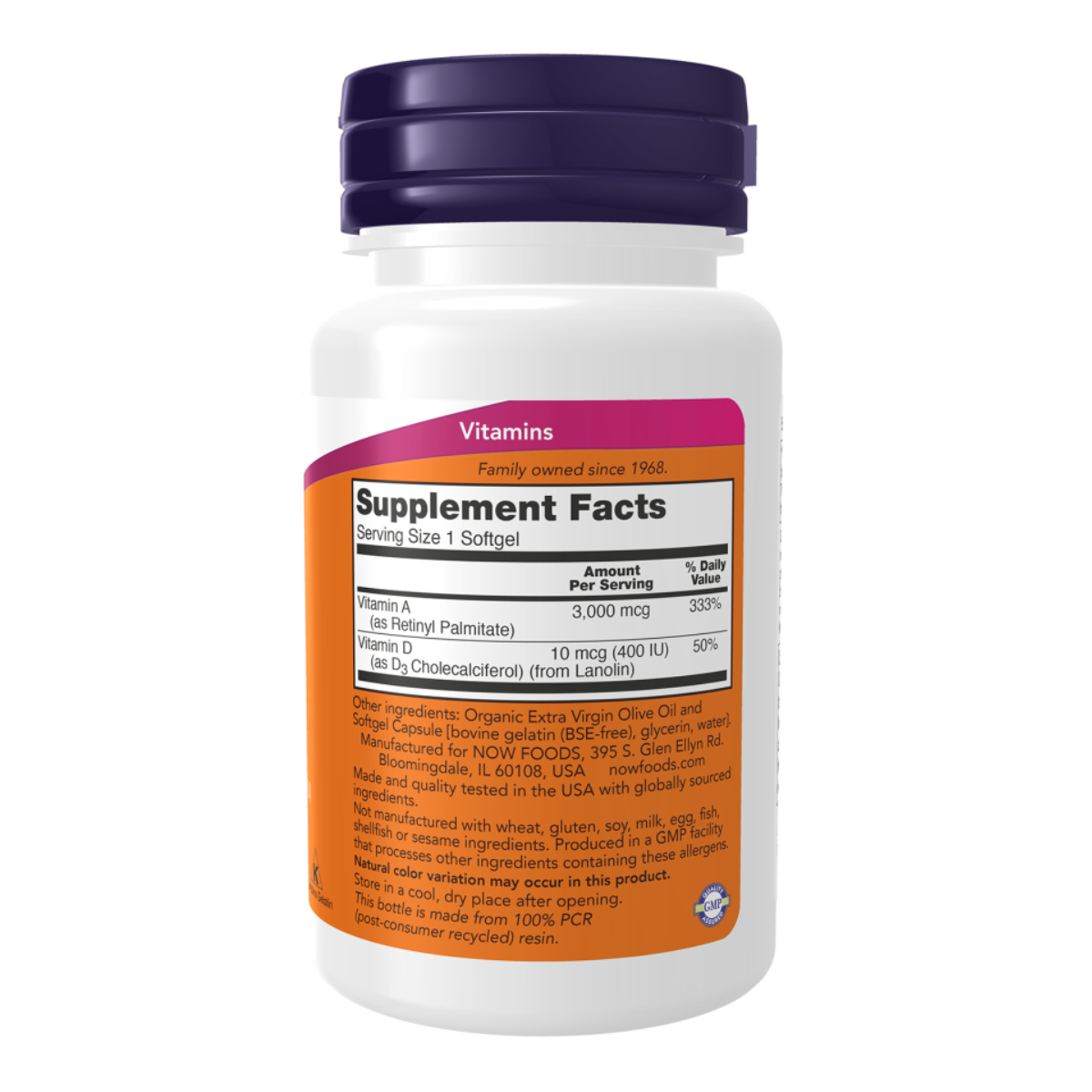A & D 10000/400 IU 100sft - Now Foods
