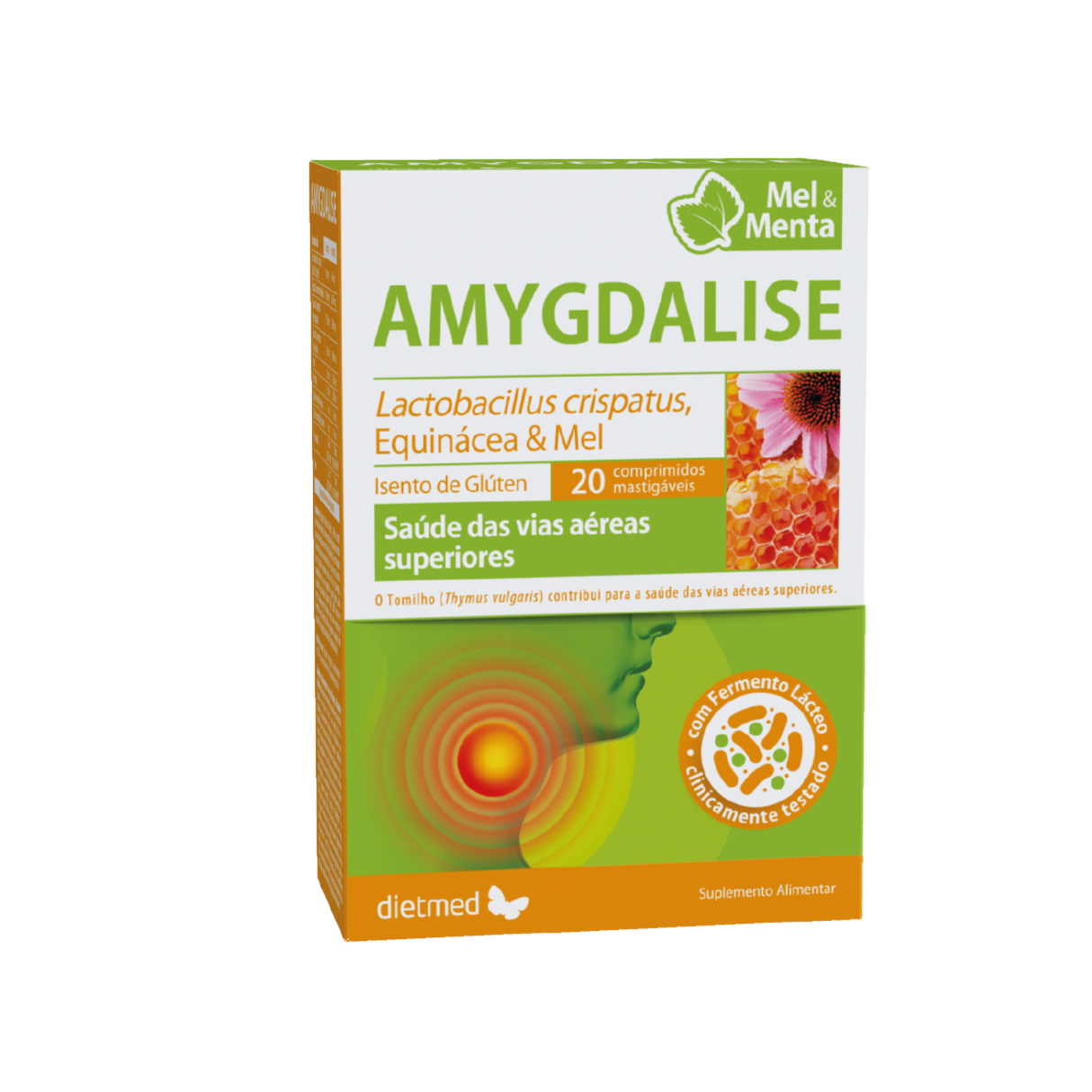 Amygdalise Sabor Mel & Menta 20comp - Dietmed