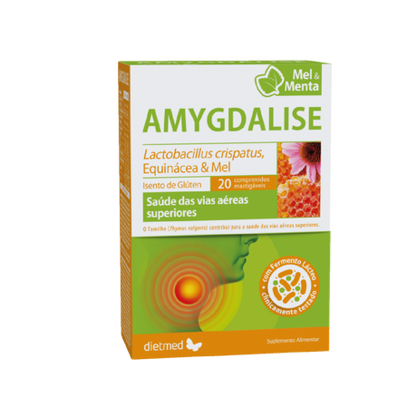 Amygdalise Sabor Mel & Menta 20comp - Dietmed