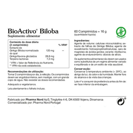 BioActivo Biloba 60mg 60comp - Pharma Nord