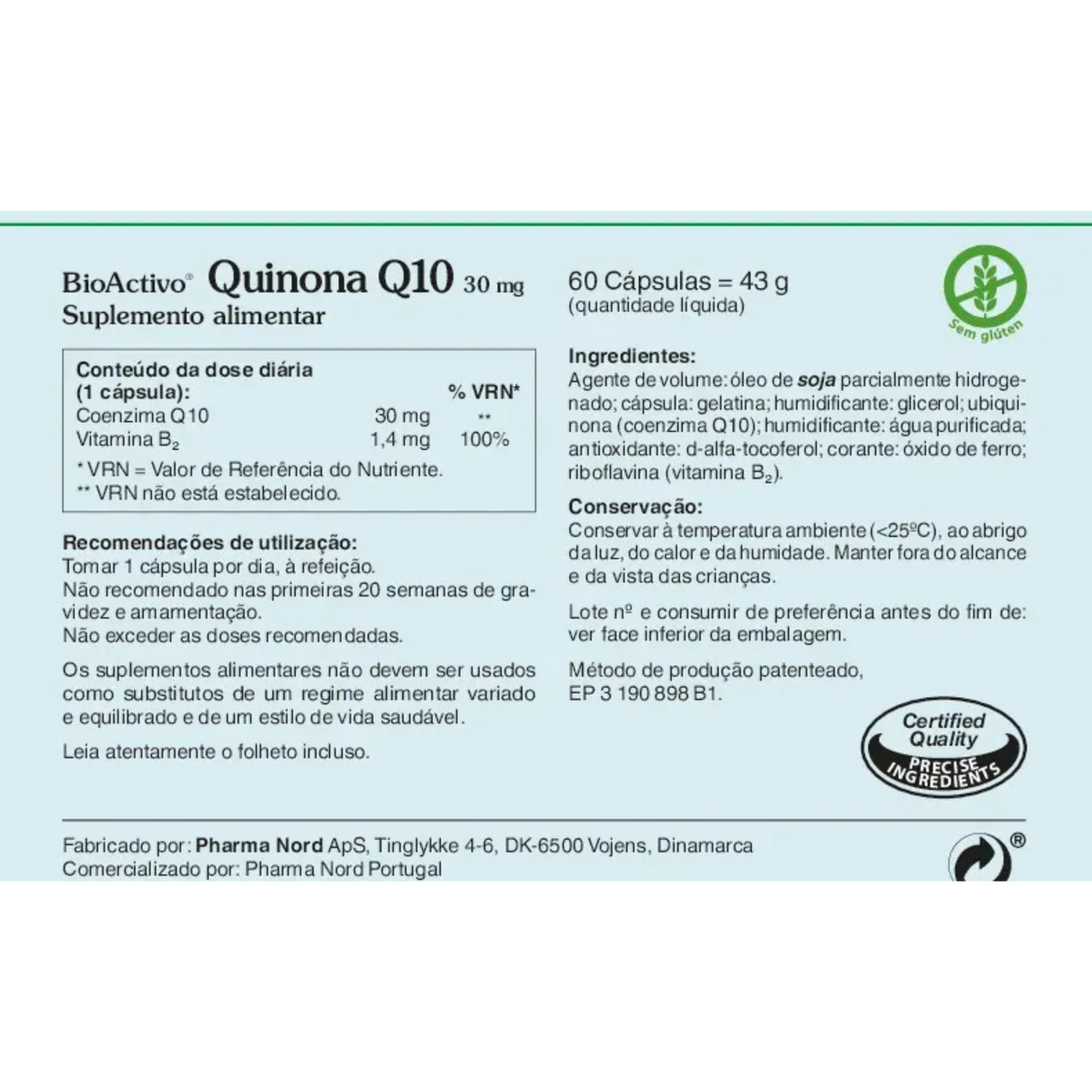 BioActivo Quinona Q10 30mg 60cap - Pharma Nord