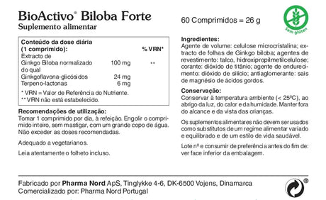 BioActivo Biloba Forte 100mg 60cap - Pharma Nord