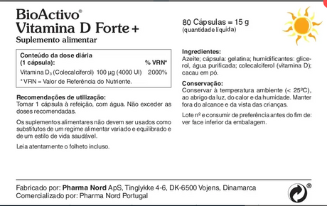 BioActivo Vitamina D Forte + 100 µg - Pharma Nord