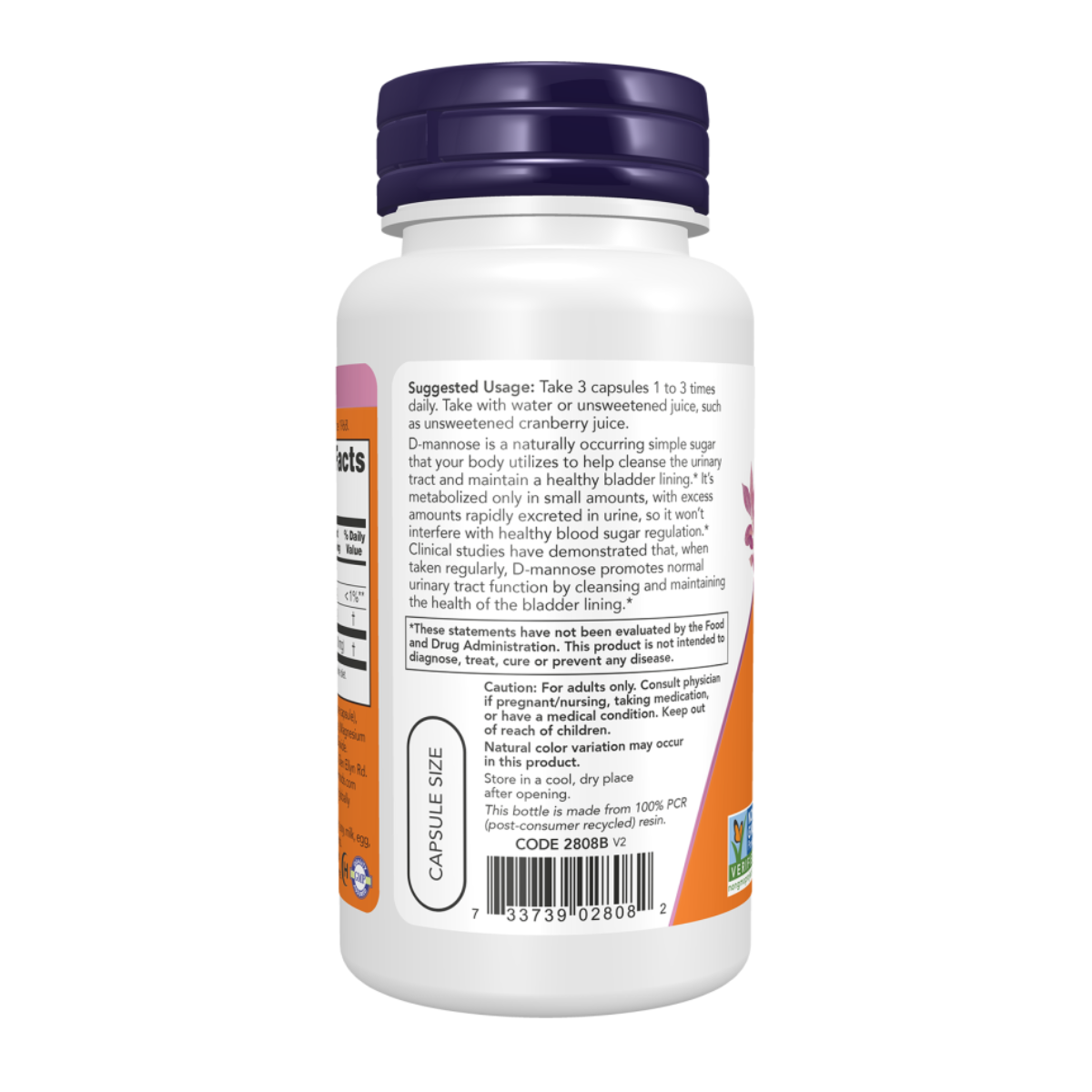 D-Mannose 500mg 60vcap - Now Foods