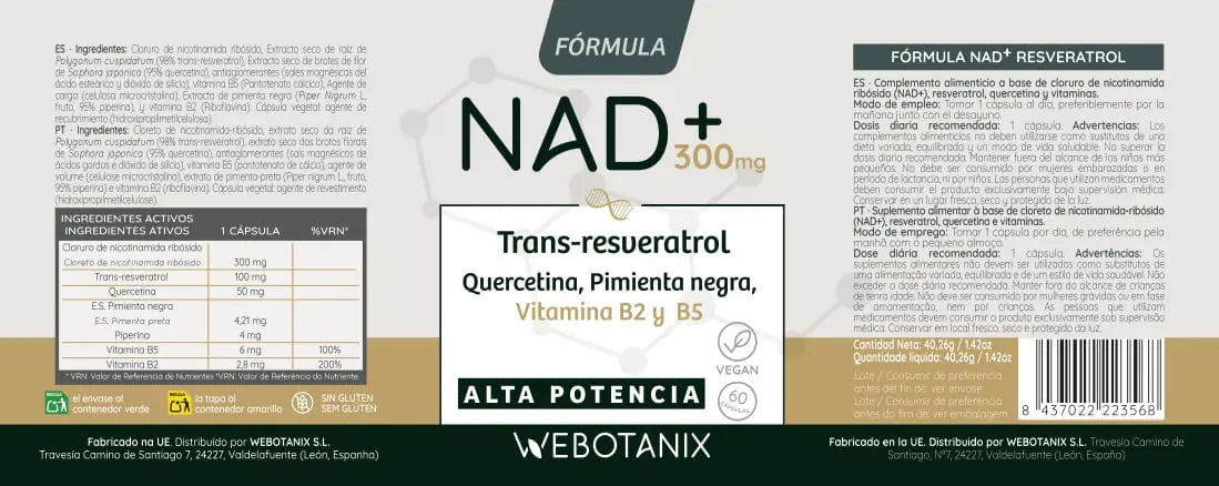 NAD+ 300mg 60cap - Webotanix