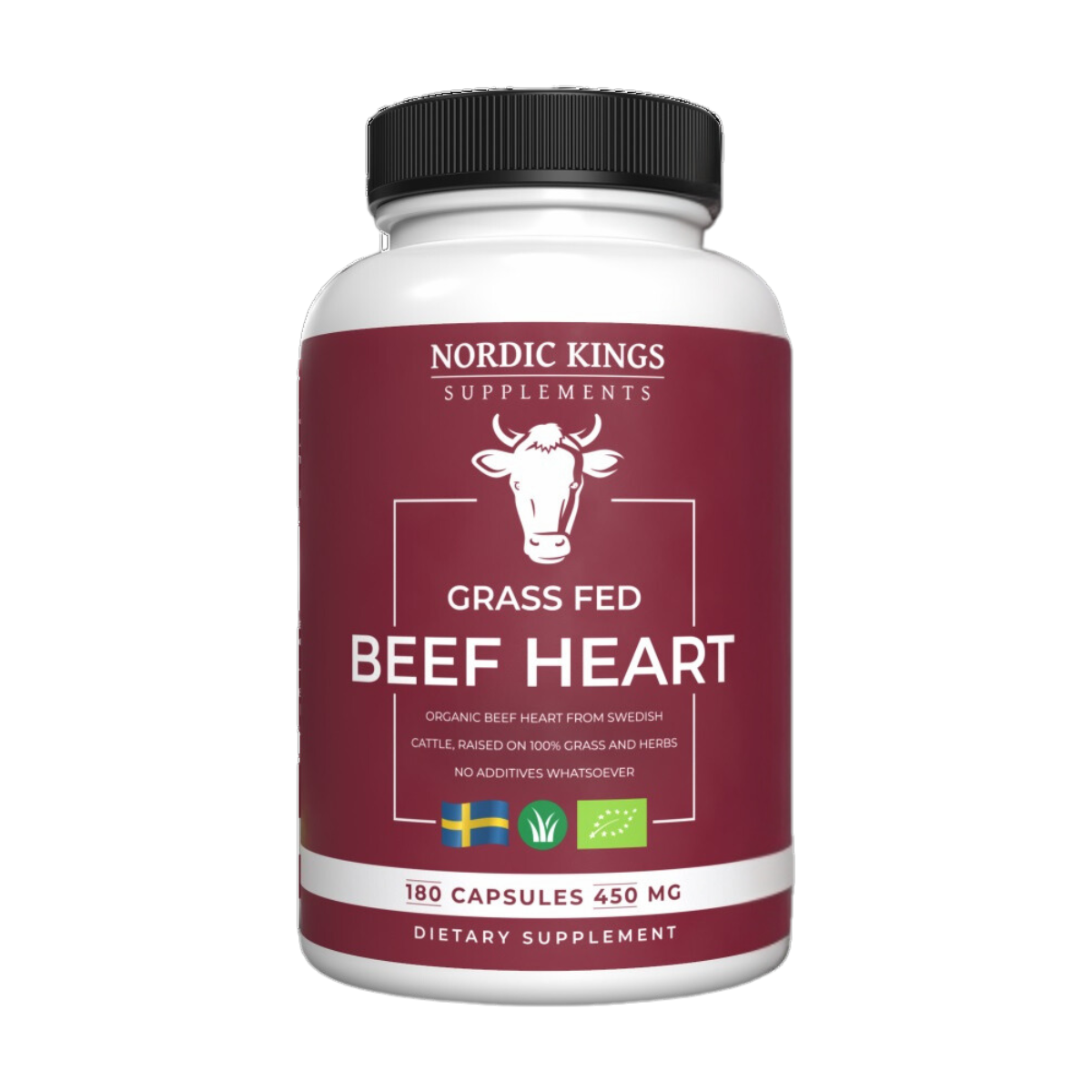 Beef Heart Bio Grass Fed 180cap - Nordic Kings