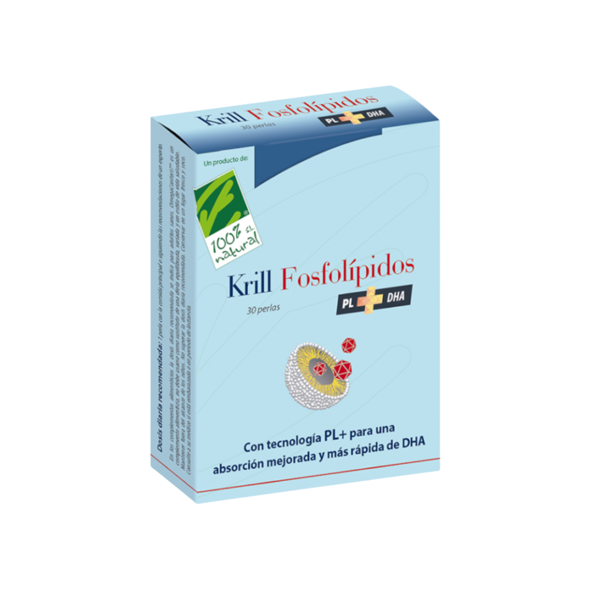 Krill Fosfolipidos PL + DHA 30cap - Cien por Cien Natural