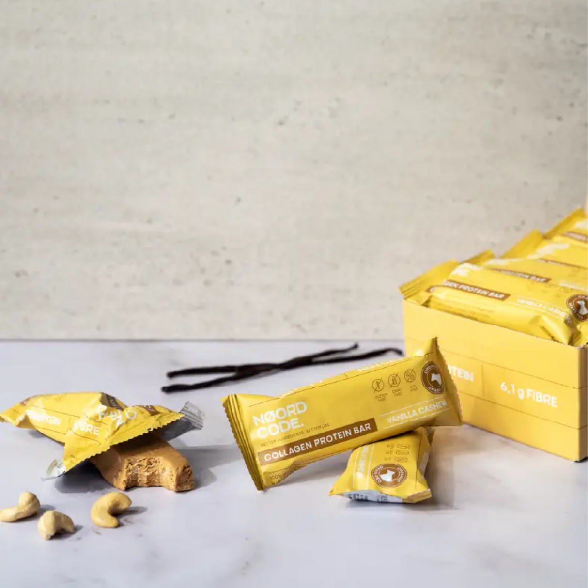 Organic Vanilla Cashew Collagen Protein Bar – Noordcode